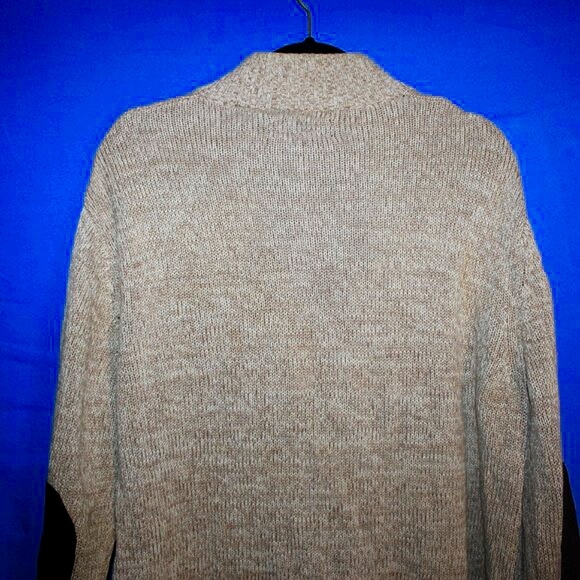 Chaps Mock Neck Sweater - Men's Size L - Tan Knit - Elbow Patches - Picture 10 of 13